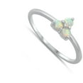 thumbnail image 4 of CHOOSE YOUR COLOR Triple White Simulated Opal Ring .925 Sterling Silver Band CZ Female Size 6, 4 of 4