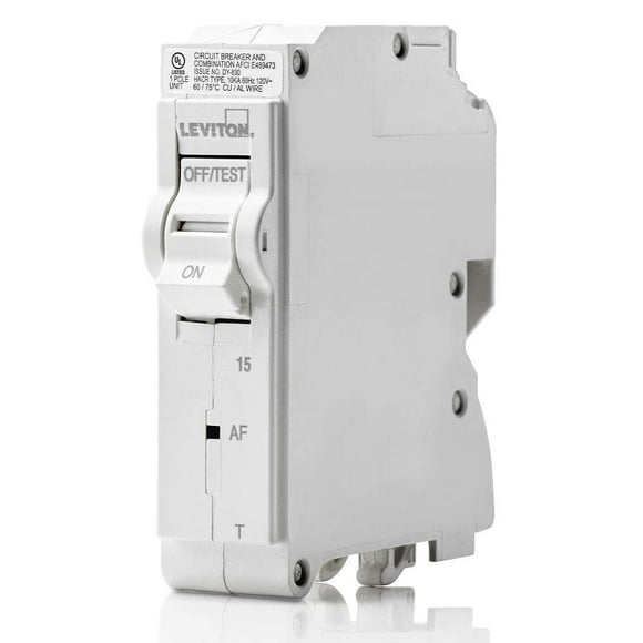 Leviton 15A Disjoncteur à Branche AFCI 1 Pôle, Magnétique Thermique, 120 VAC, LB115-AFT, Blanc