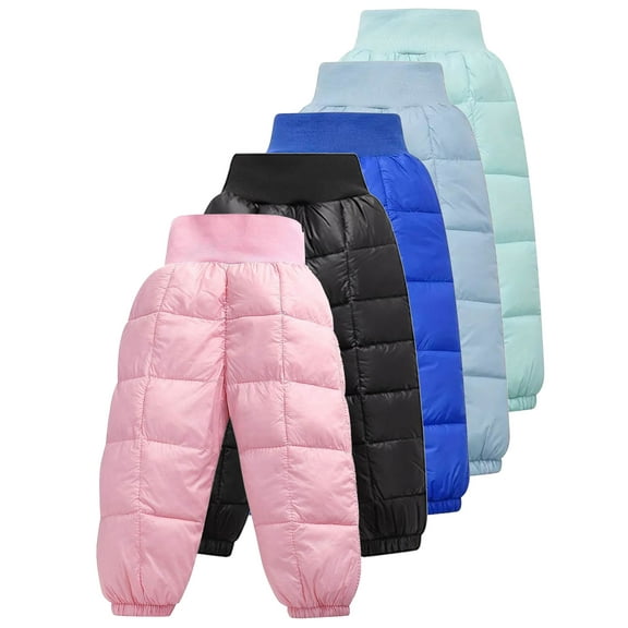 SXIMEE 2-5Y Baby Boy Girl Winter Puffer Snow Pants Toddler Kids Thick Warm Down Ski Trouser - 1Pcs Pink