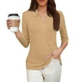 thumbnail image 3 of LIZUOJUNF Womens Dress Shirts Long Sleeve Women's 3/4 Sleeve V-Neck Collared Tops Summer Business Casual Work Shirts 2025 Trendy Loose Fit Basic Tees Summer Casual Tee Tops Womens Summer Tops, 3 of 5