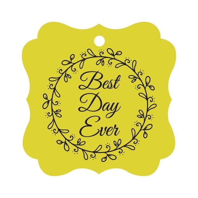 Darling Souvenir Personnalisé Meilleur Jour de Mariage Fête Couronne de Feuilles Tags Suspendue Tags-Jaune-50 Tags