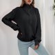 thumbnail image 3 of Suéter de punto de cuello alto para mujer, elegante, transpirable, con cierre de cremallera, suéter suelto con cremallera de cuello alto para mujer, negro M, 3 of 8