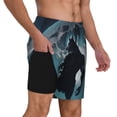 thumbnail image 2 of Balery Moon Wolf Warrior Bañador para hombre, shorts de playa de secado rápido con entrepierna y forro de compresión-XX-Large, 2 of 6