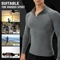 thumbnail image 2 of Camisa deportiva para hombre Fleece Warm Elástico Bodycon Stand Collar Long, 2 of 8