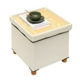 thumbnail image 5 of PINPLUS Storage Ottoman, Ottoman Cube with Tray& Wood Legs, Footstool with Storage for Bedroom Living Room Dorm, White 15 x 15 x 15.7 Inches, 5 of 9