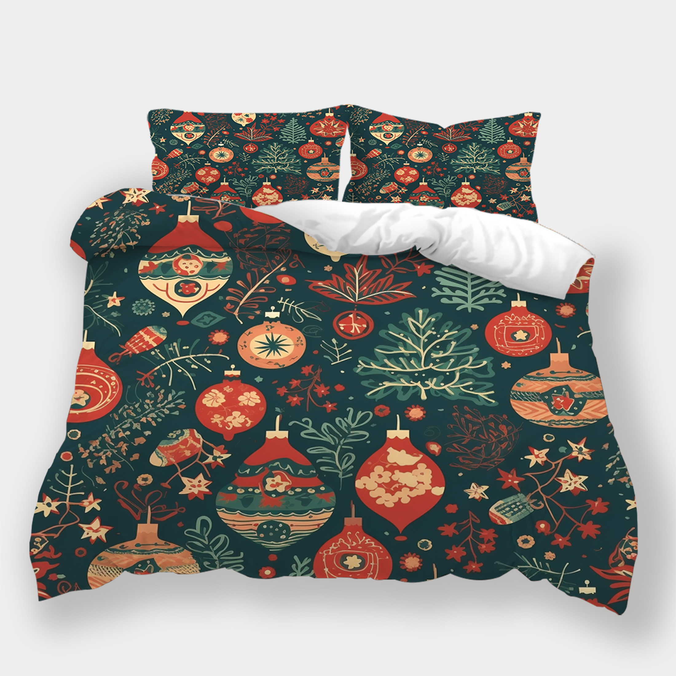 3D Quilt Cover Set Cartoon Bells Luxury Bedspreads Christmas Trees