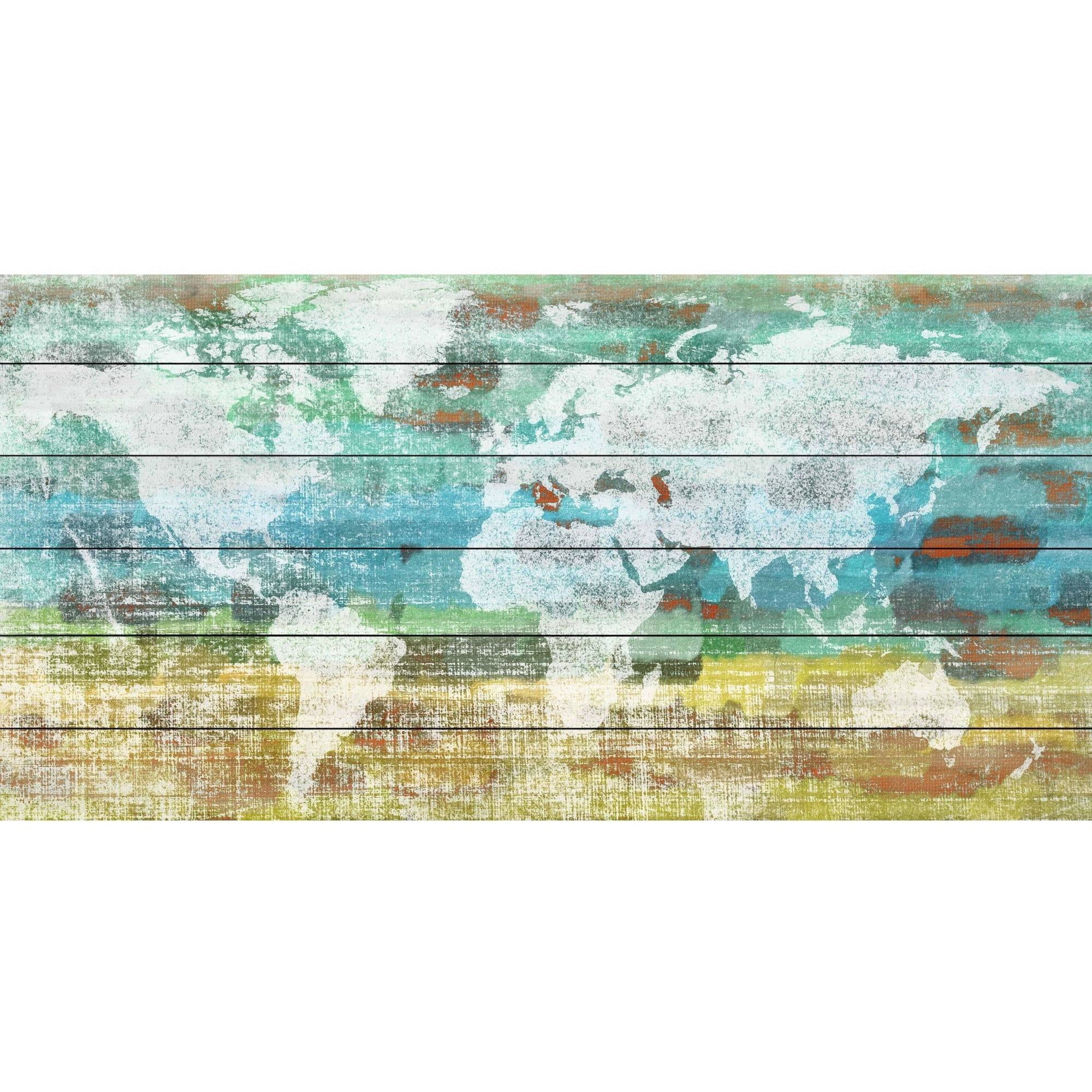"Aqua Day" Painting Print on White Wood
