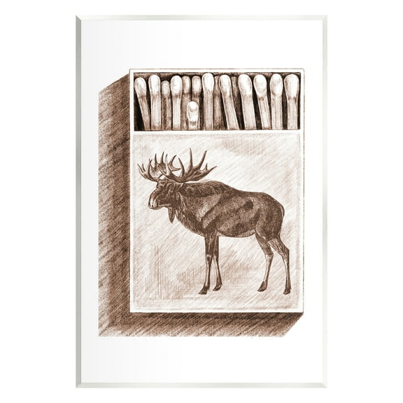 Stupell Industries Wild Moose Matchbook Sketch Animals & Insects Painting Unframed Art Print Wall Art
