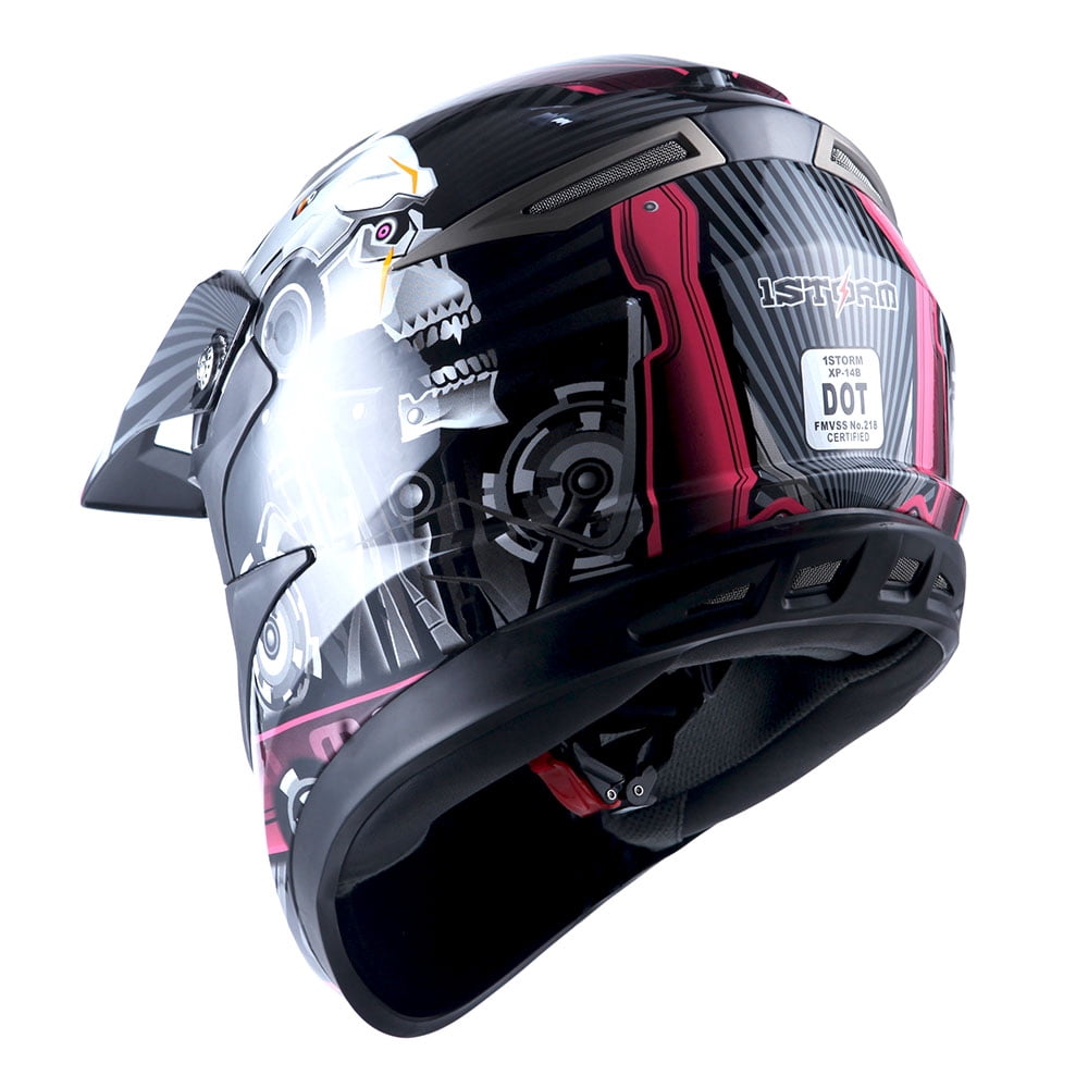 1STORM MOTORCYCLE BIKE FULL FACE HELMET HGXP14B BOOSTER Skull Pink