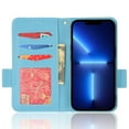 thumbnail image 7 of Wallet Case for iPhone 15 Pro Max Card Slots Holder Kickstand Flip Case, Lychee Pattern PU Leather Shockproof Cover with Magnetic Clasp Drop Resistant Phone Case, Cyanblue, 7 of 7