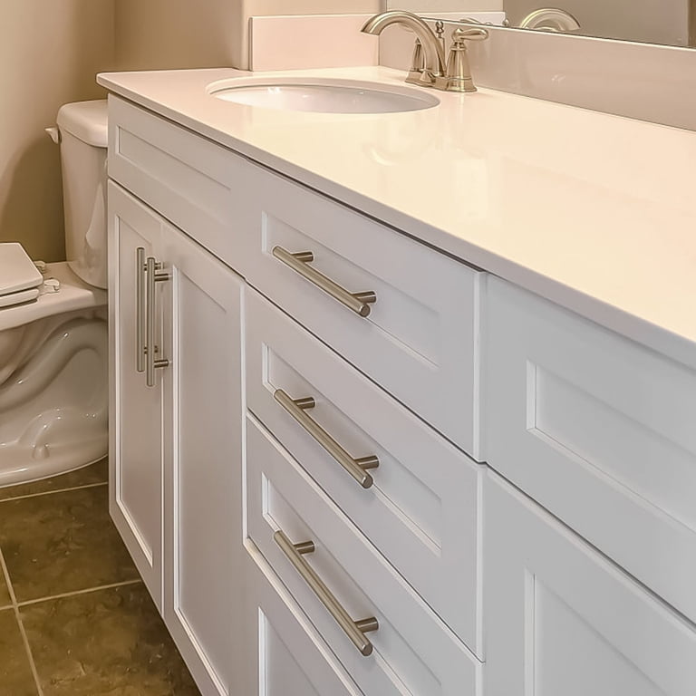 NIZADO 25-Pack Stainless Steel Cabinet Handles - 5" Hole Centers, Brushed Nickel Drawer Pulls, Square T-Bar Design