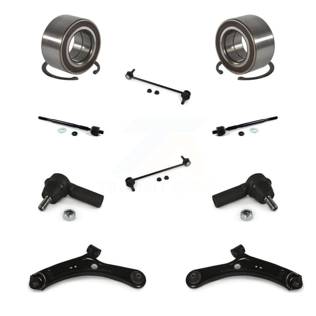 Transit Auto Front Wheel Bearing Lower Control Arm with Ball Joint Outer Inner Tie Rod Sway Bar Stabilizer Link Kit (10Pc) for Car Suzuki SX4 Crossover - Left Right Side (Driver Passenger) K77-101963