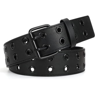 Macoking Grommet Leather Belts For Women, Black Belt Women  display picture 3
