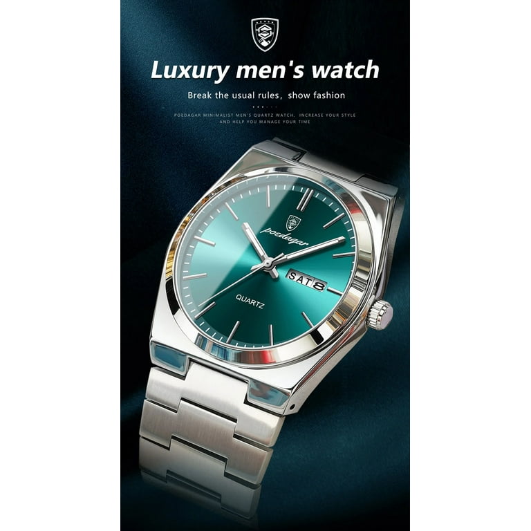 Poedagar Sport Waterproof Luminous Date Week Men's Black Quartz
