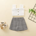 thumbnail image 2 of IROINNID Toddler Girl's Summer Sleeveless Suspender Tops lattice Pants Set, 2 of 9