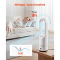 thumbnail image 4 of KFFKFF Bladeless Tower Fan with 80° Oscillation, 8 Speed Settings, 9-Hour Timer, High Velocity Air Circulator for Home, Office, Bedroom, and Living Room, Includes Remote Control, White, 4 of 9