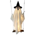 thumbnail image 2 of Halloween Decorations – 59" Hanging Ghost on Swing with LED String Lights, Outdoor Yard & Porch Prop for Haunted House Parties B, 2 of 6