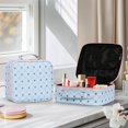 thumbnail image 2 of Bolsa de viaje para maquillaje, organizador de cosméticos impermeable, azul y rosa, 2 of 6