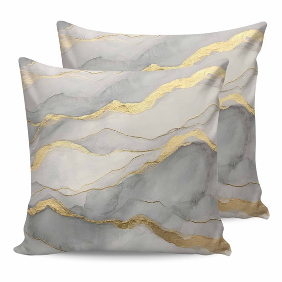 20x20 Pillow Covers Set of 2, Marble Grey Throw Pillow Covers Decorative Couch Cushion Case, Modern Gold Luxury Neutral Texture Microfiber Square Pillowcases for Bedroom Car Living Room
