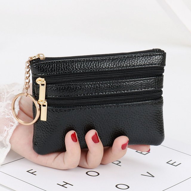 Monedero de mujer, monedero pequeño con textura de cuero, cartera multifunción para licencia de conducir, tarjetero, bolso de cuero suave, bolso con cremallera
