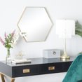 thumbnail image 2 of DecMode 24" x 21" Gold Hexagon Wall Mirror with Thin Minimalistic Frame, 2 of 7