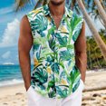 thumbnail image 2 of LWavelet Men's Sleeveless Hawaiian Shirt Hibiscus Floral Button Down Casual Summer Beach Shirt Vermilion 2XL, 2 of 5