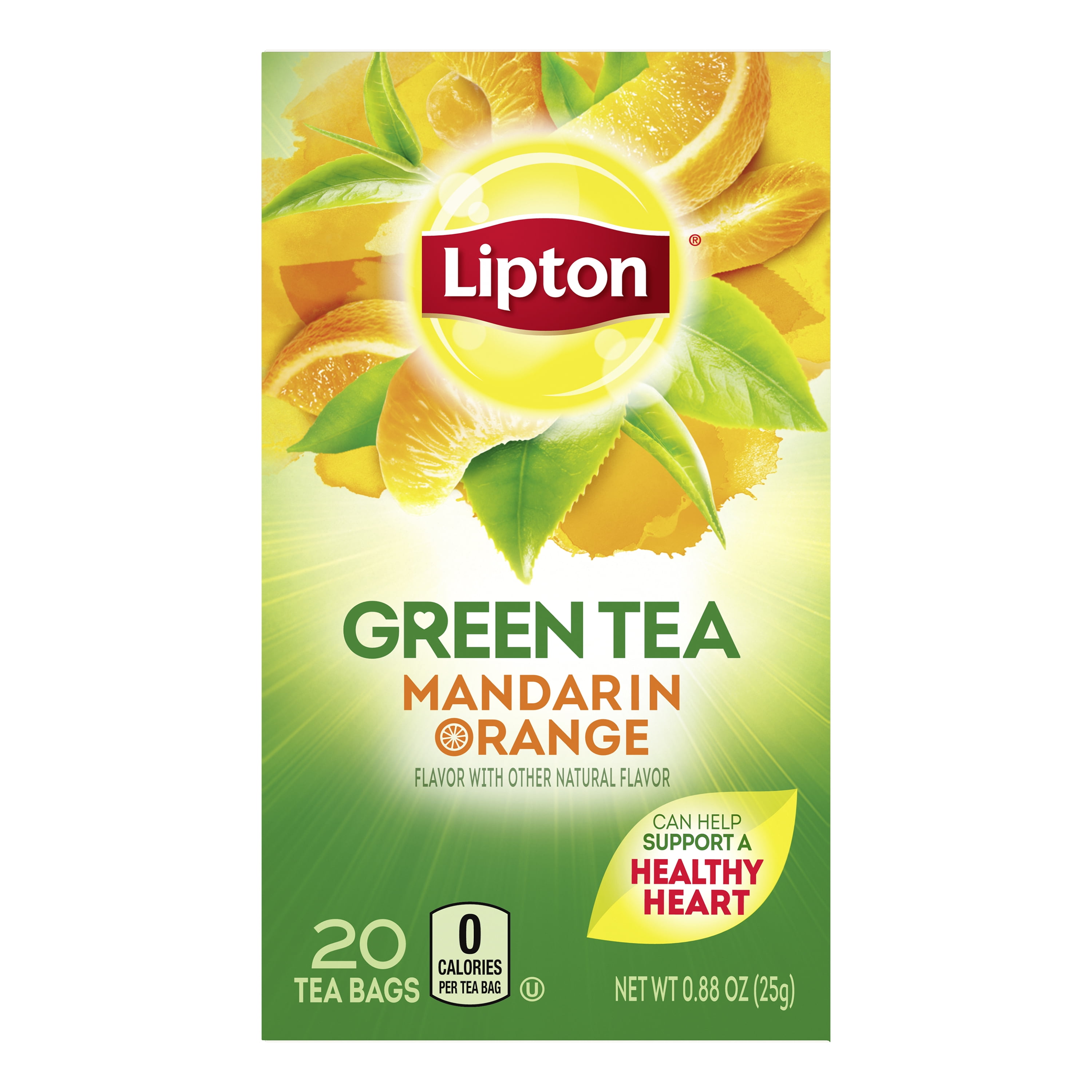 Lipton Green Tea Bags Mandarin Orange 1.13 oz, 20 Count