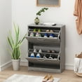 thumbnail image 2 of OXYLIFE Shoe Cabinet Entryway Storage Organizer Gray, 2 of 8