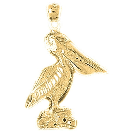 18K Yellow Gold Pelican Pendant - 32 mm