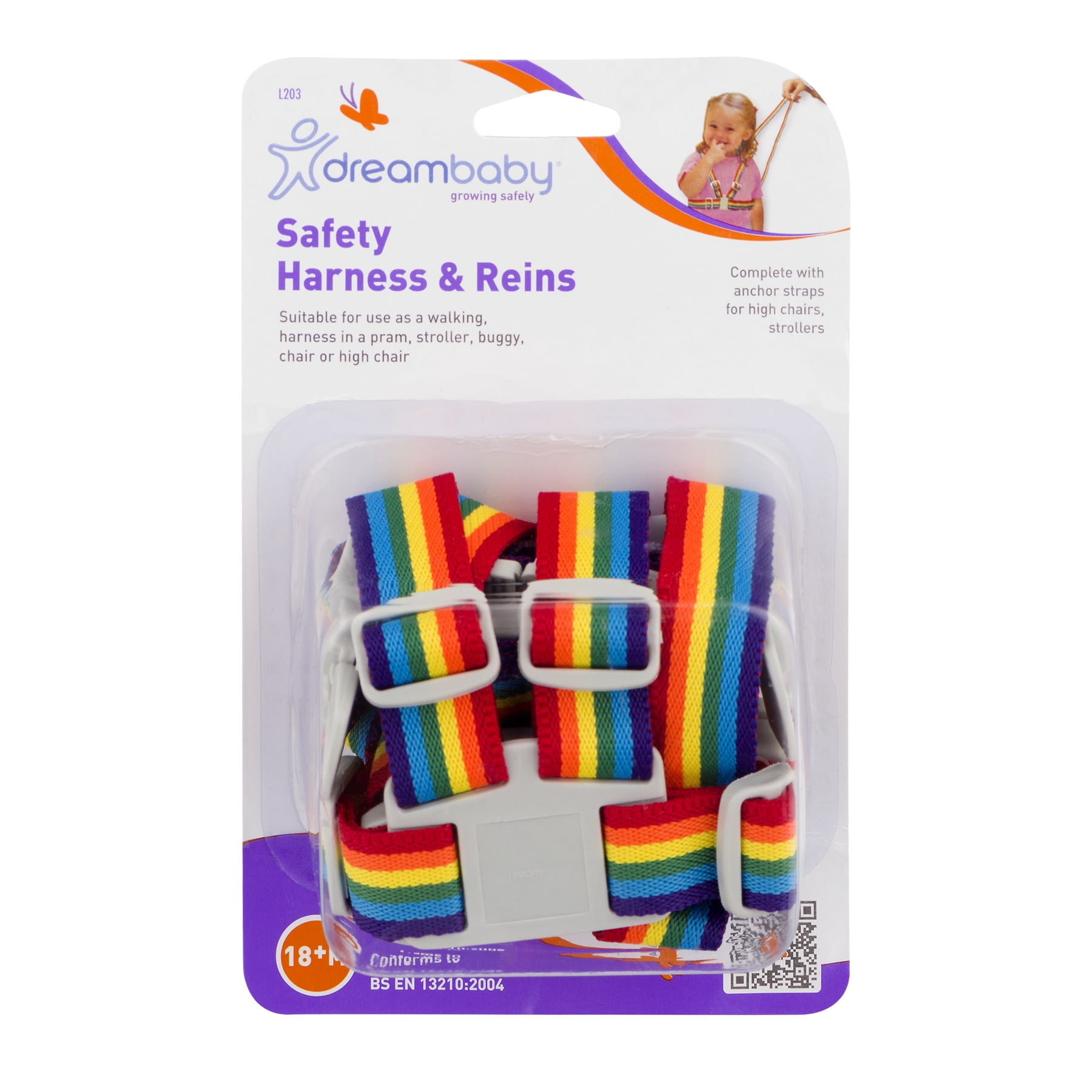 Dreambaby Safety Harness /& Reins Rainbow 18 months colors may vary