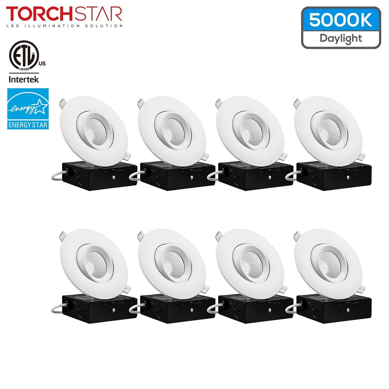 High CRI 90 5000K TORCHSTAR 12 PACK 10W 4 inch Dimmable Recessed LED Downlight 