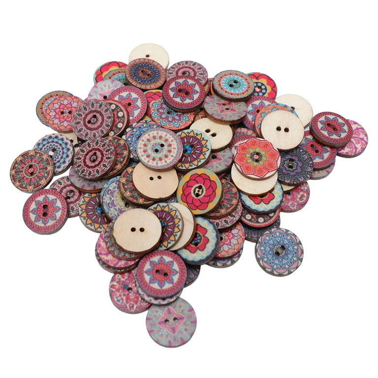 100PCS/Lot Bowl Type Natural Color Wooden Buttons Handmade Love
