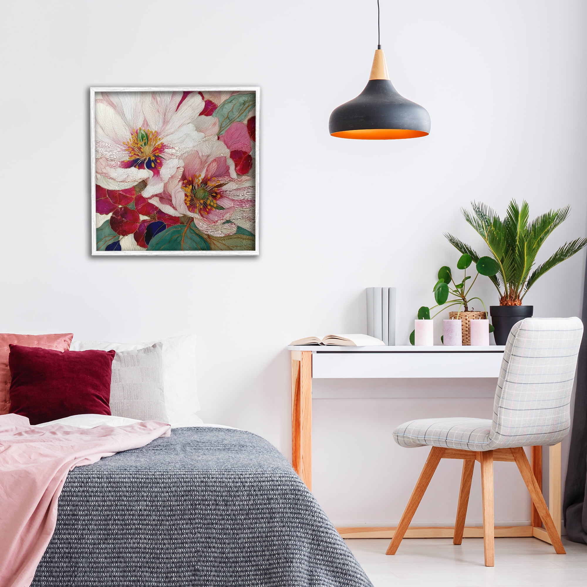 Cimarron Flowers Ornate Details White Framed Giclee Art, design by Annabelle Hall