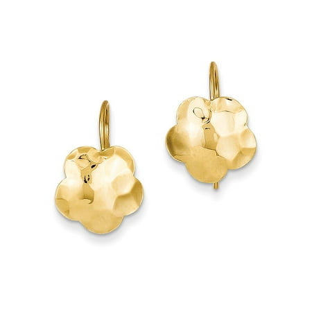 Gold Dangling Heart 14kt Yellow Gold Concave Hammered Flower Disc Drop Dangle Chandelier Earrings Gardening Fine Jewelry Ideal Gifts For Women Gift Set From Heart ()
