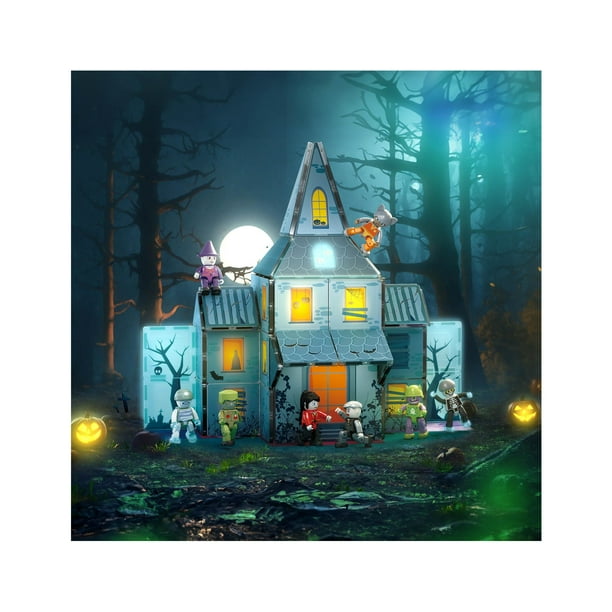 Bloques de construcción PicassoTiles Haunted House con 8 figuras, 57 piezas