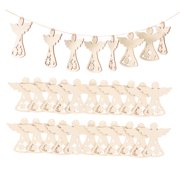 HAMPPLIES 30Pcs Angel Shape Wood Cutouts Unfinished Craft Supplies for Ornaments Khaki 3.1x3.1in Wooden Pieces