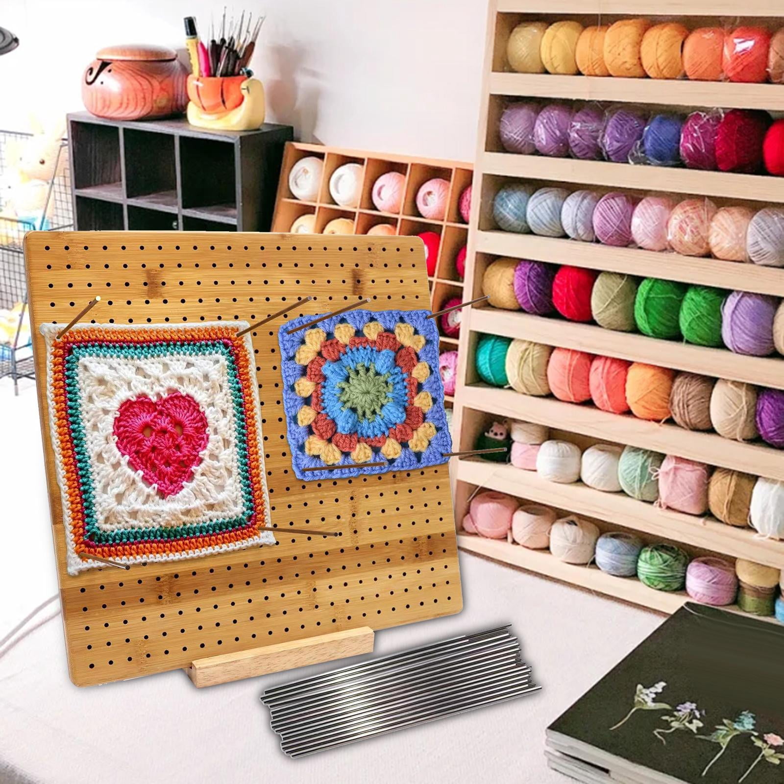 Crochet Blocking Boards, Wooden Blocking Board Premium with 15 Stainless Steel Bar , Knitting And Crochet Blocking Mats for Knitted Purses And
