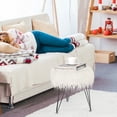 thumbnail image 5 of Homebeez Faux Fur Ottoman Footrest Vanity Stool with Metal Legs White, 5 of 6