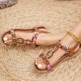thumbnail image 5 of Bohemian Beach Sandals for Women 2025 Boho Summer Braided Wedge Low Heels Elastic Slingback Dress Sandals, 5 of 8