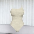 thumbnail image 4 of Hduncf Women's One Piece Swimsuit Solid Color Tummy Control Bathing Suit Fashion Pleated Beach Swimwear for Beach Vacation Beige L, 4 of 9
