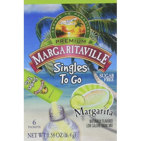 Margaritaville Singles to Go Drink Mix, Margarita, 6 Count (Pack of 6)