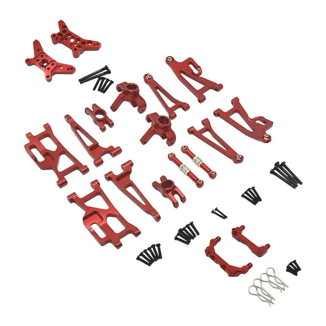 Ruiboury 1:14 Scale RC Car Metal Upgrade Steering Tie Rod Rear Kits Front for 14209 Red