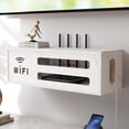thumbnail image 2 of BlayaAdd WiFi Router Storage Box, Wall Mount Router Box with Heat Dissipation Hole, Hider Cable Power Storage Box Wifi Router Shelf Rack for Home Office Classroom (White), 2 of 7