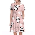 thumbnail image 1 of Vsdgher Panda pour Femmes Été 2025 Robes Midi Maxi Décontractées Légères Manches Courtes Col Rond Robe de Plage, 1 of 6