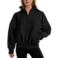 thumbnail image 2 of larppty Womens Half Zip Oversized Sweatshirts Fleece Hoodies 2025 Trendy Long Sleeve Pullover Tops Y2k Fall Outfits (Black, XL), 2 of 8