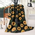 thumbnail image 2 of Black Green Leaf Sunflower Pattern Blanket,Comfortable Soft Flannel Throw Blanket,All Season,Warm Lightweight Blankets for Sofa Bed Couch Living Room Chair,60"x80", 2 of 4