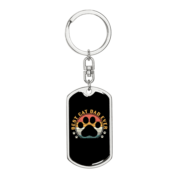 Best Cat Dad Stainless Steel or 18k Gold Premium Swivel Dog Tag Keychain