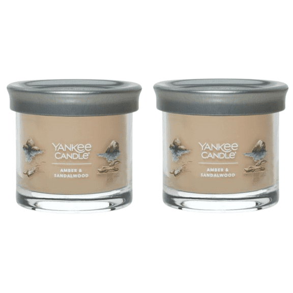 Yankee Candle Small Tumbler Scented Single Wick Jar Candle, Amber & Sandalwood, 4.3 oz (Pack of 2)
