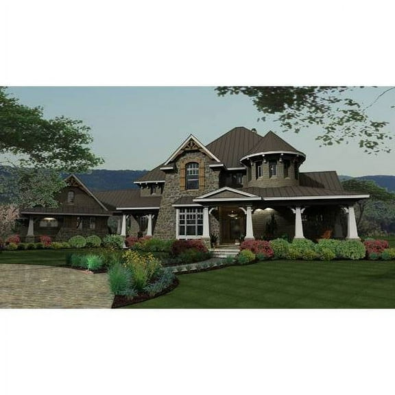 The House Designers: THD-2325 Builder-Ready Blueprints to Build a Luxury European House Plan with Slab Foundation (5 Printed Sets)
