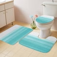 thumbnail image 2 of Aqua White Ombre Bath Mat 3 Piece Bathroom Rug Set, Chic Modern Funny Abstract Striped Art Non Slip Bath Rug Contour Mat and Toilet Lid Cover, Absorbent Shower Mats Soft Bath Rugs and Mats Sets, 2 of 8